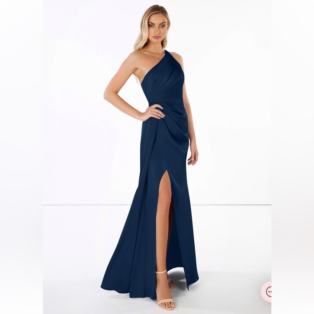 Azazie Mike One shoulder stretch satin dress